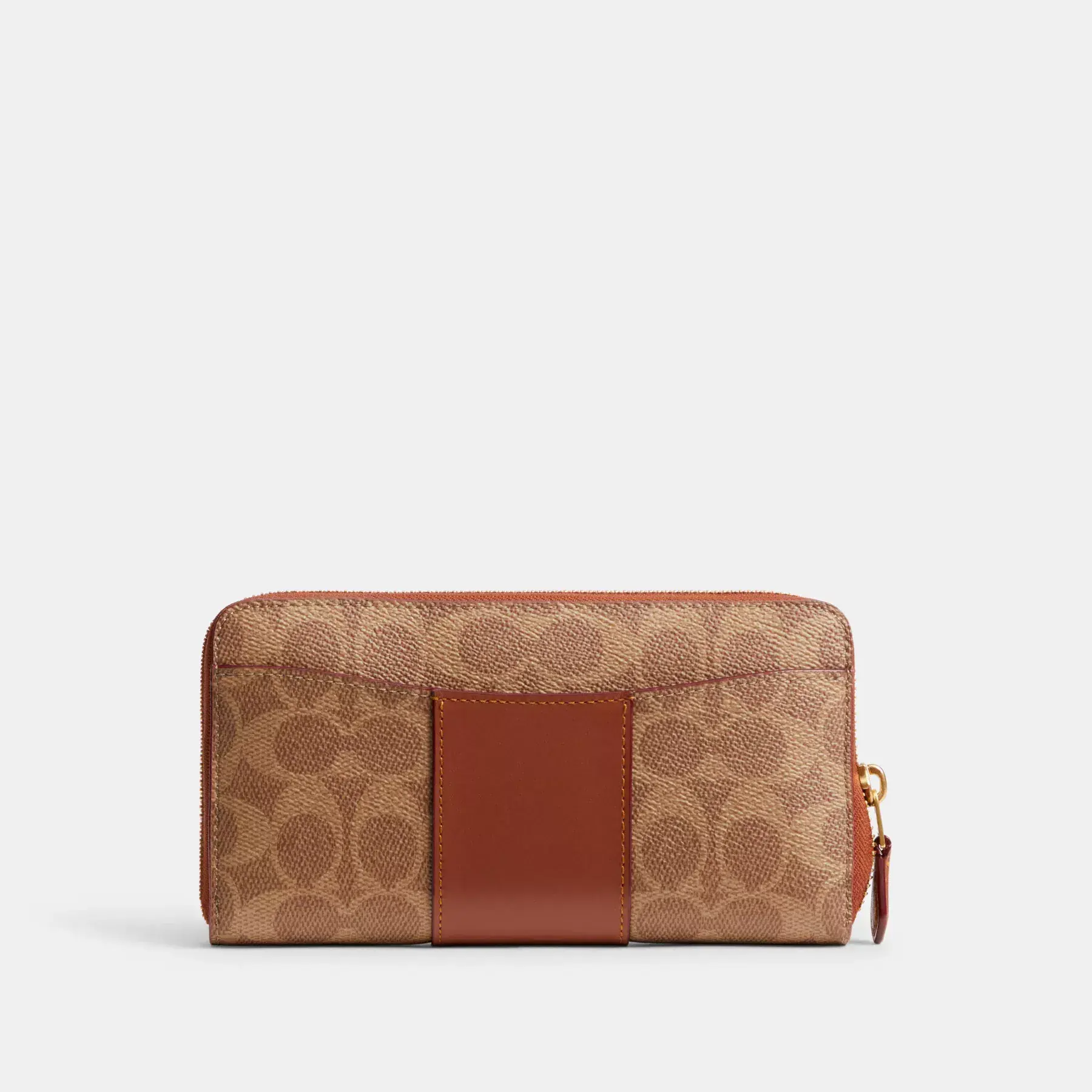 COACH Cartera con cremallera en acordeón de lona distintiva con bloques de color